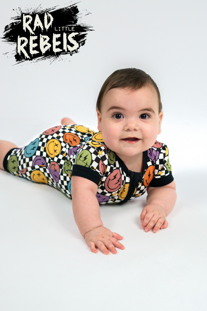 "Grunge Smilies" Shorty Romper